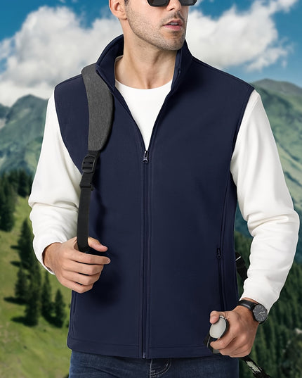 Men's Fleece Vest Jacket - Lightweight, Sleeveless, Casual Outdoor