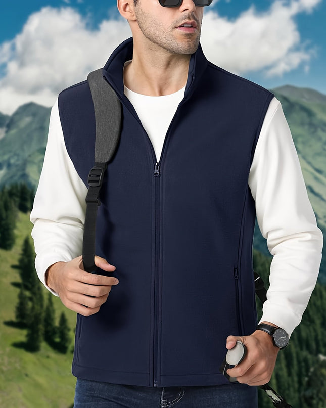 Men's Fleece Vest Jacket - Lightweight, Sleeveless, Casual Outdoor