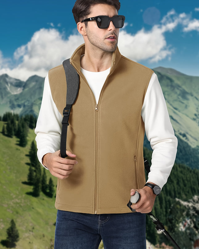 Men's Fleece Vest Jacket - Lightweight, Sleeveless, Casual Outdoor