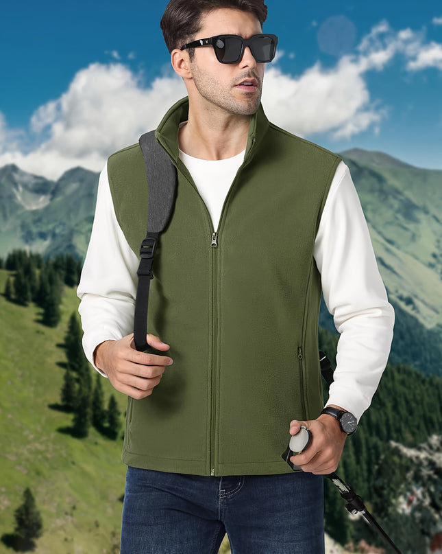 Men's Fleece Vest Jacket - Lightweight, Sleeveless, Casual Outdoor