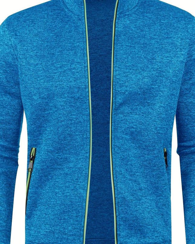 Men's Full Zip Cardigan - Elegant Mid Stretch Sweater Coat