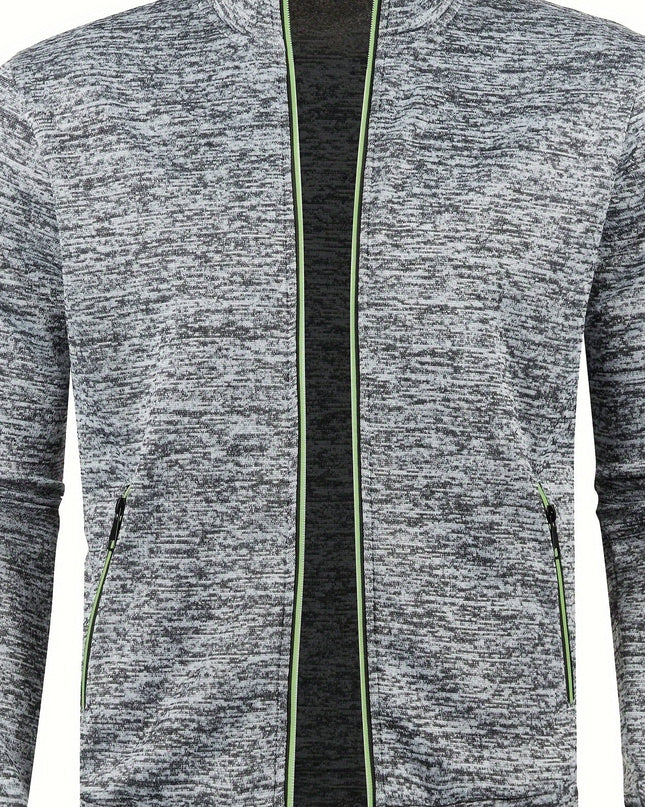 Men's Full Zip Cardigan - Elegant Mid Stretch Sweater Coat