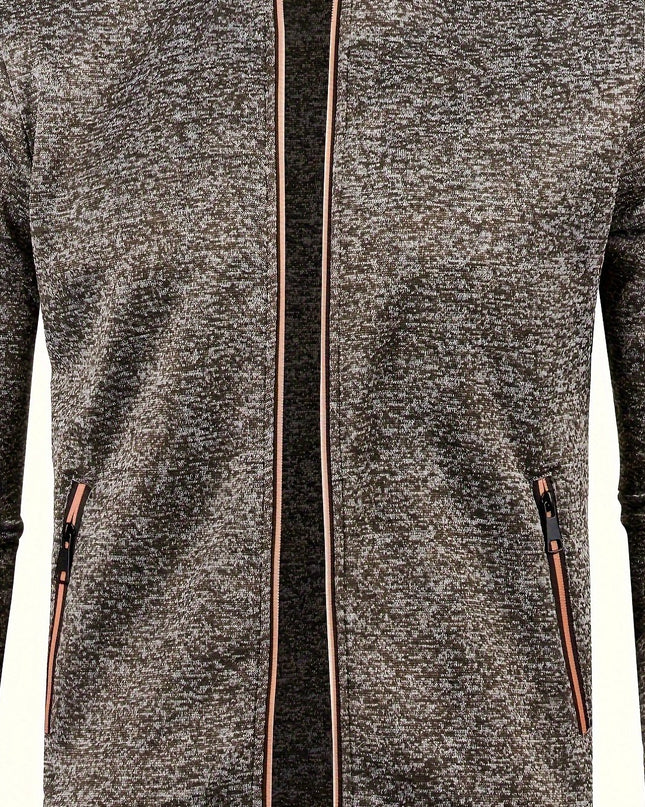 Men's Full Zip Cardigan - Elegant Mid Stretch Sweater Coat