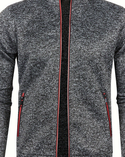 Men's Full Zip Cardigan - Elegant Mid Stretch Sweater Coat