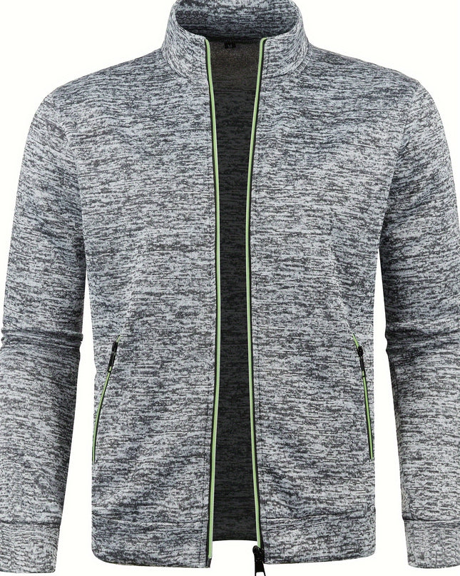 Men's Full Zip Cardigan - Elegant Mid Stretch Sweater Coat