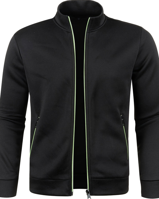 Men's Full Zip Cardigan - Elegant Mid Stretch Sweater Coat
