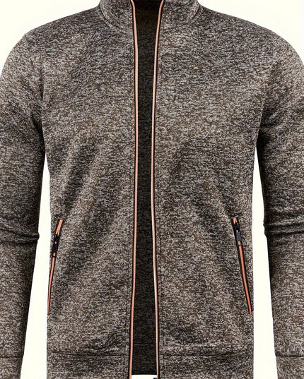 Men's Full Zip Cardigan - Elegant Mid Stretch Sweater Coat