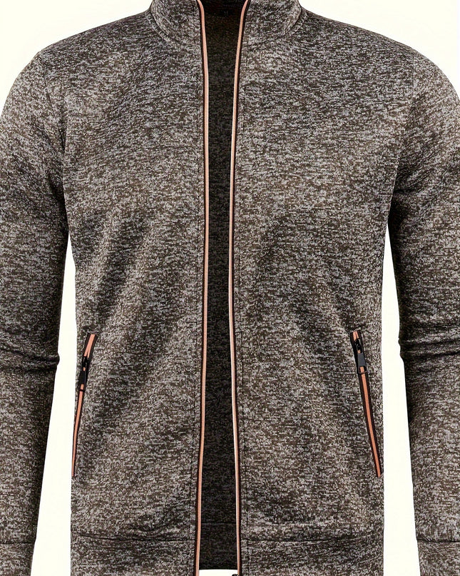 Men's Full Zip Cardigan - Elegant Mid Stretch Sweater Coat