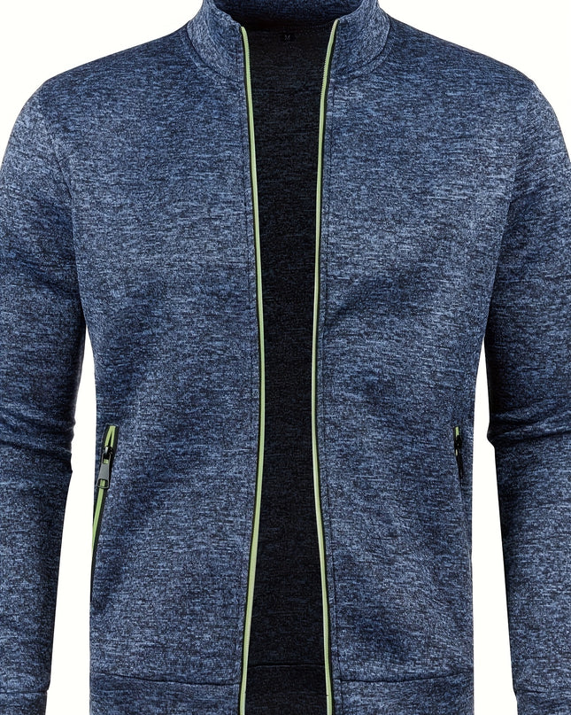 Men's Full Zip Cardigan - Elegant Mid Stretch Sweater Coat