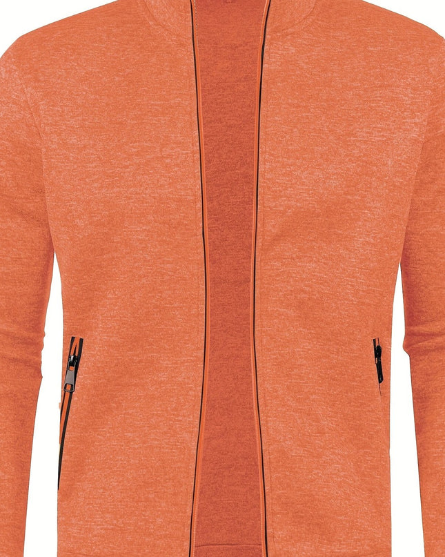 Men's Full Zip Cardigan - Elegant Mid Stretch Sweater Coat