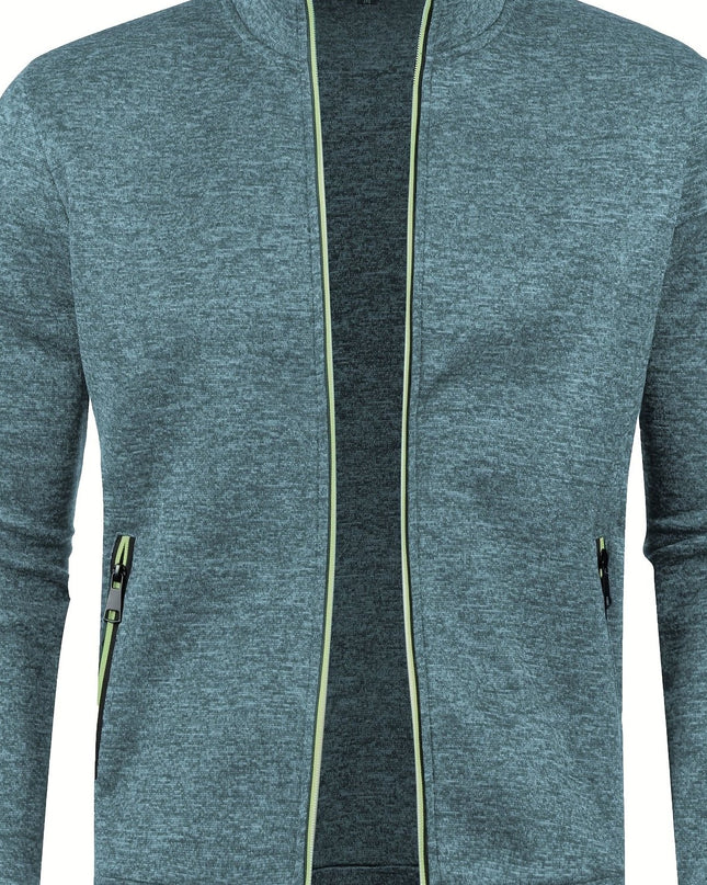 Men's Full Zip Cardigan - Elegant Mid Stretch Sweater Coat