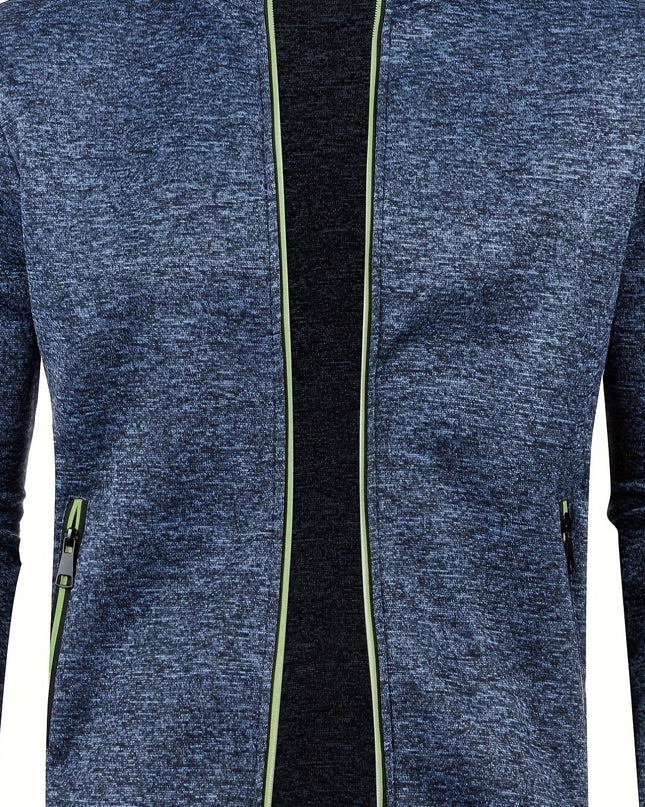 Men's Full Zip Cardigan - Elegant Mid Stretch Sweater Coat