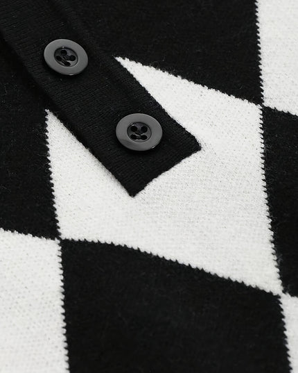Men's Geometric Polo Shirt - Casual Summer Short Sleeve Knit