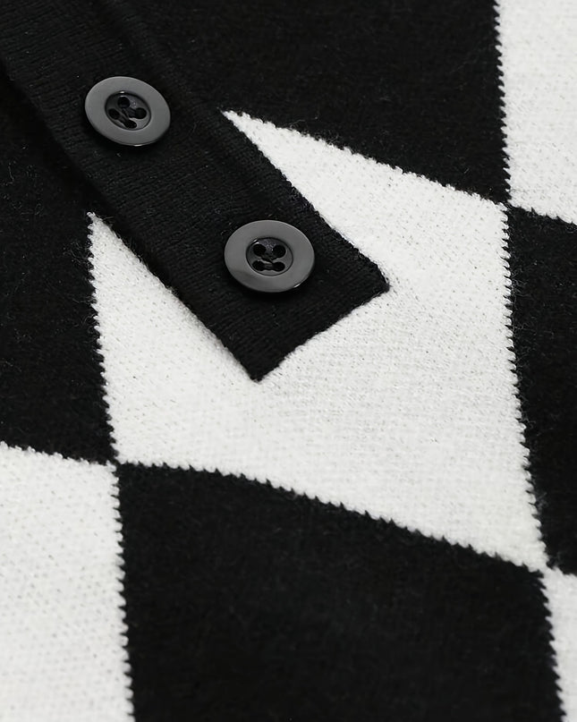 Men's Geometric Polo Shirt - Casual Summer Short Sleeve Knit