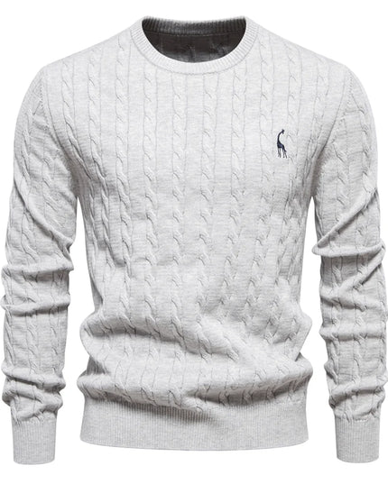Men's Giraffe Embroidery Sweater - Classic Knit Pullover