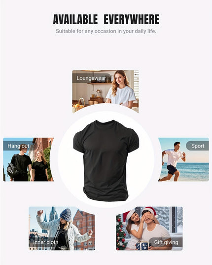 Men's Graphic T-Shirt - Casual Round Neck with Geometric Design