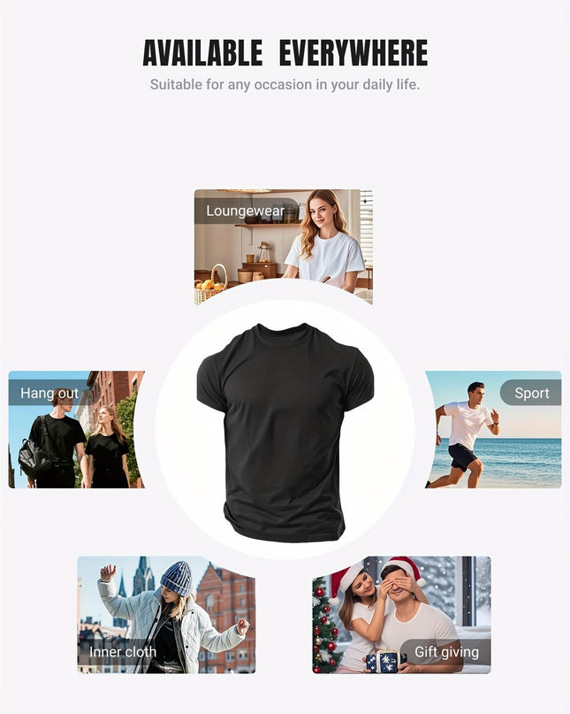 Men's Graphic T-Shirt - Casual Round Neck with Geometric Design