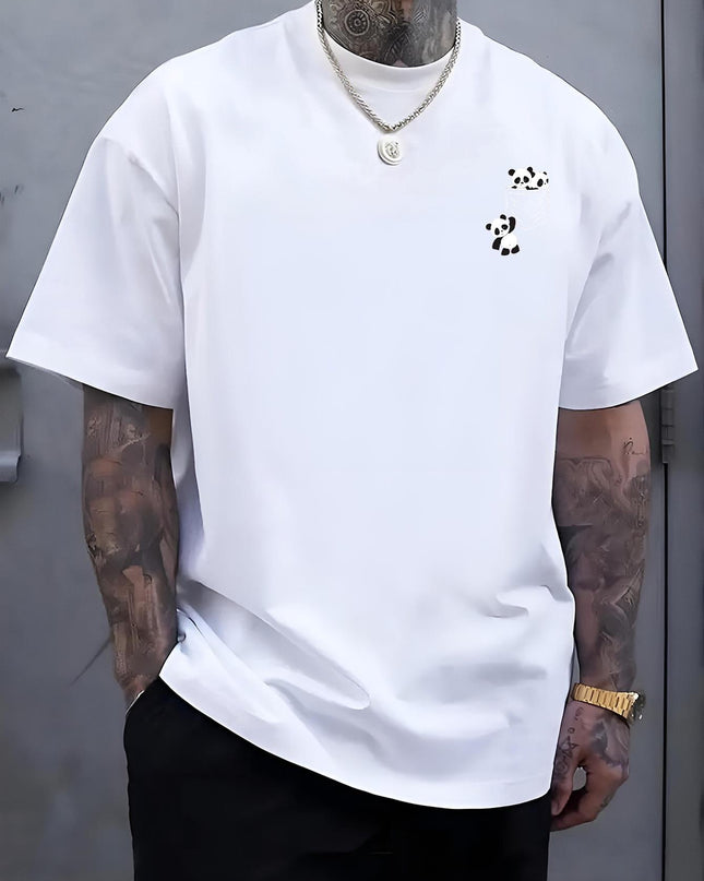 Men's Graphic T-Shirt - Casual Round Neck with Geometric Design