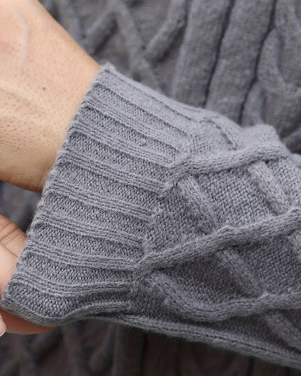 Men's Half-Zip Cable Knit Sweater - Warm Geometric Design