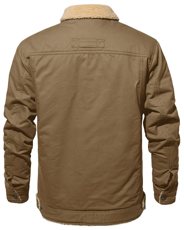 Men's Heavy-Duty Winter Jacket - Vintage Trucker Style & Multi-Pockets