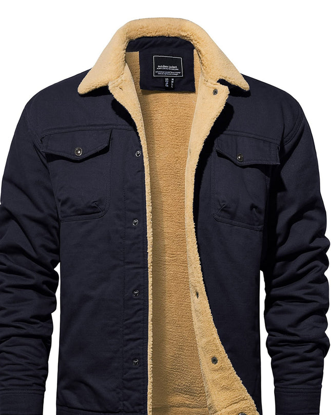 Men's Heavy-Duty Winter Jacket - Vintage Trucker Style & Multi-Pockets