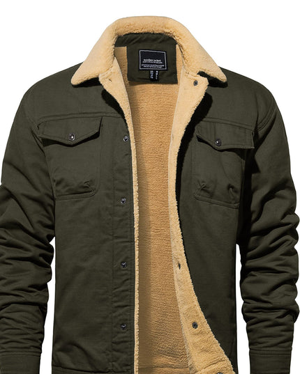Men's Heavy-Duty Winter Jacket - Vintage Trucker Style & Multi-Pockets