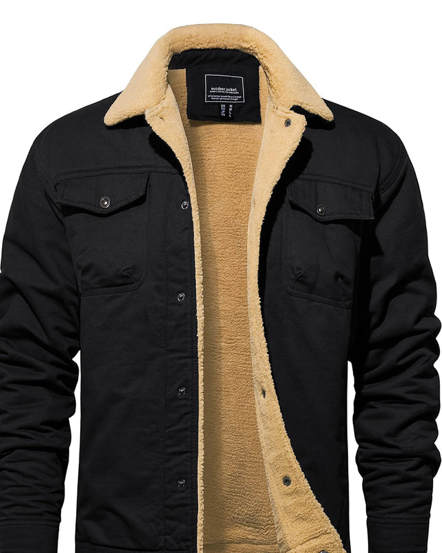 Men's Heavy-Duty Winter Jacket - Vintage Trucker Style & Multi-Pockets