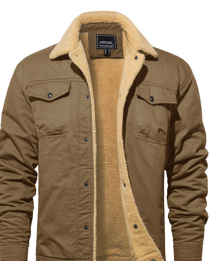 Men's Heavy-Duty Winter Jacket - Vintage Trucker Style & Multi-Pockets
