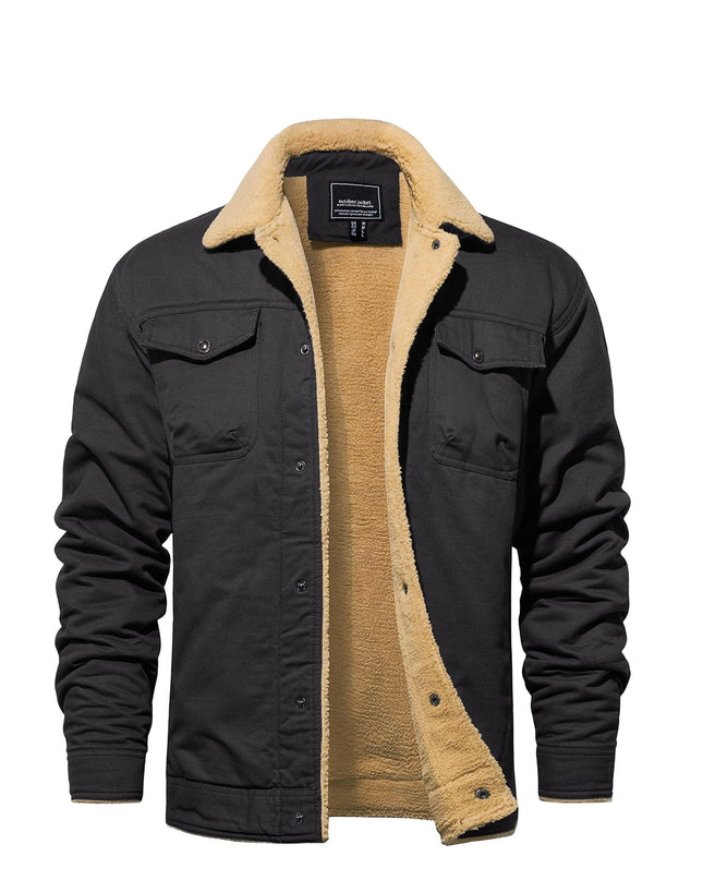 Men's Heavy-Duty Winter Jacket - Vintage Trucker Style & Multi-Pockets