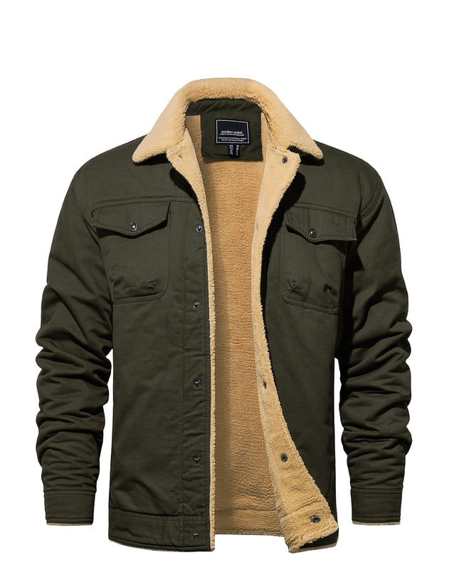 Men's Heavy-Duty Winter Jacket - Vintage Trucker Style & Multi-Pockets