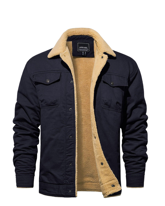 Men's Heavy-Duty Winter Jacket - Vintage Trucker Style & Multi-Pockets