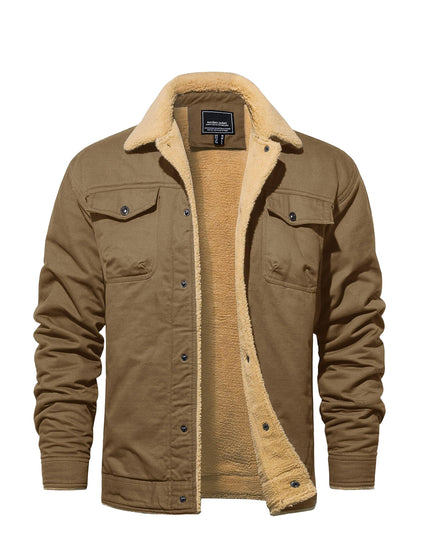 Men's Heavy-Duty Winter Jacket - Vintage Trucker Style & Multi-Pockets