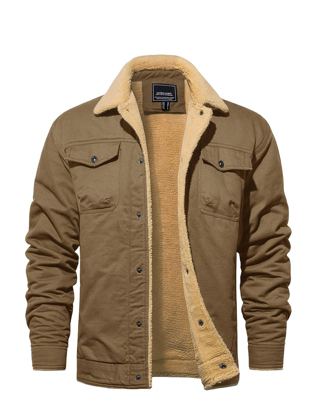Men's Heavy-Duty Winter Jacket - Vintage Trucker Style & Multi-Pockets