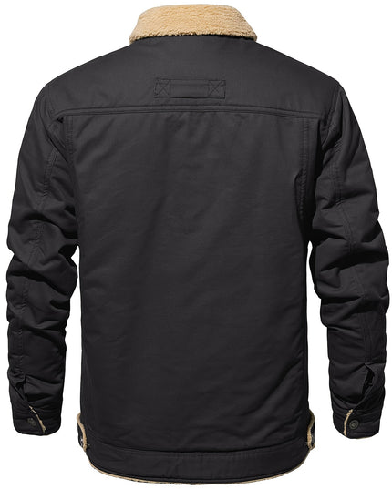 Men's Heavy-Duty Winter Jacket - Vintage Trucker Style & Multi-Pockets