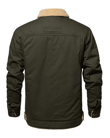 Men's Heavy-Duty Winter Jacket - Vintage Trucker Style & Multi-Pockets