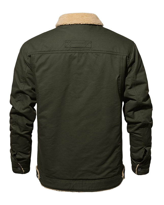 Men's Heavy-Duty Winter Jacket - Vintage Trucker Style & Multi-Pockets