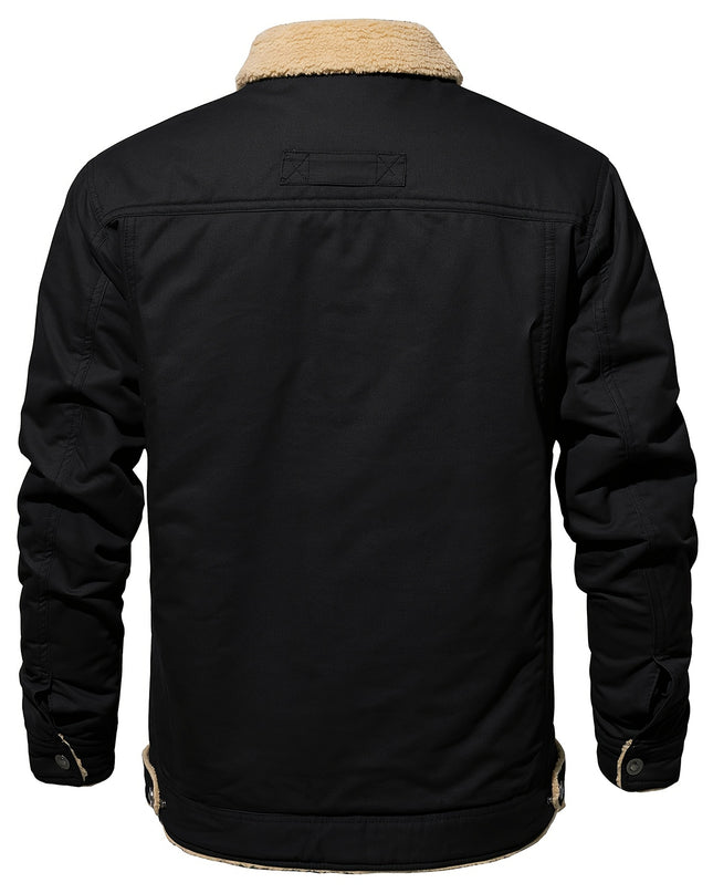 Men's Heavy-Duty Winter Jacket - Vintage Trucker Style & Multi-Pockets