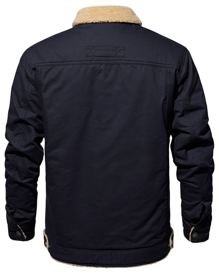 Men's Heavy-Duty Winter Jacket - Vintage Trucker Style & Multi-Pockets
