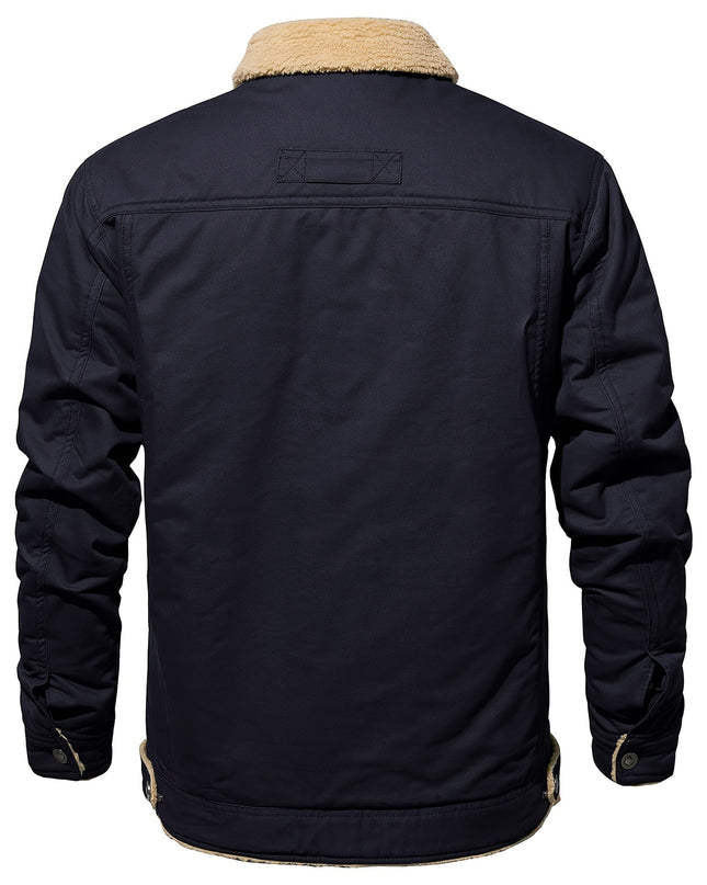 Men's Heavy-Duty Winter Jacket - Vintage Trucker Style & Multi-Pockets