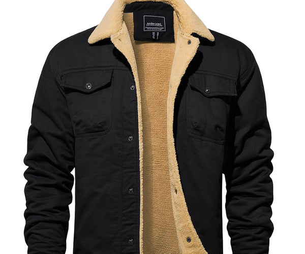 Men's Heavy-Duty Winter Jacket - Vintage Trucker Style & Multi-Pockets