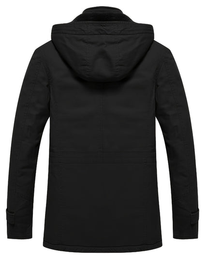 Men's Heavy-Duty Winter Jacket - Windproof, Multiple Pockets, Removable Hood