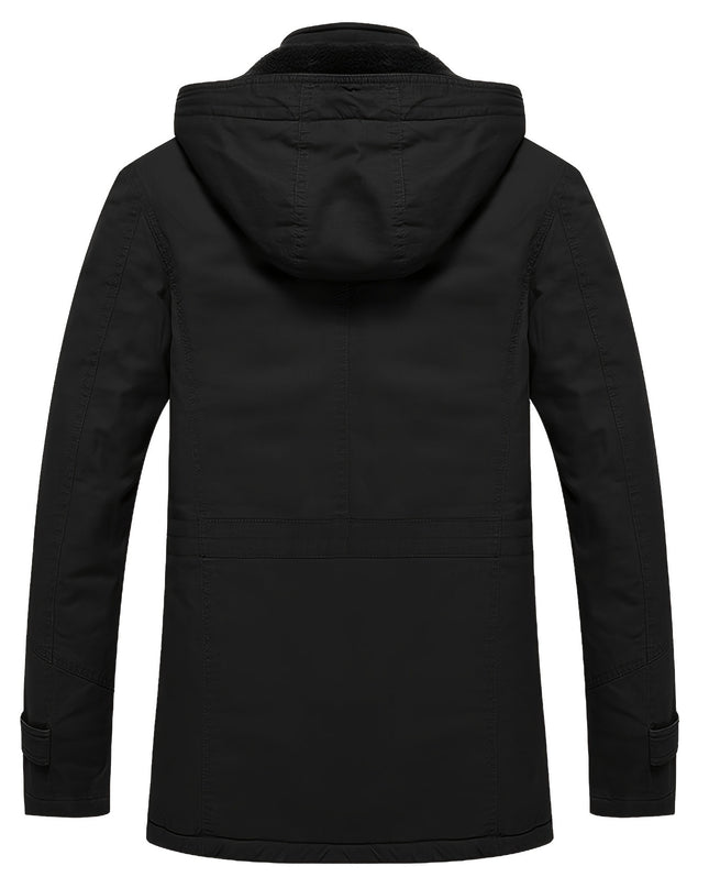 Men's Heavy-Duty Winter Jacket - Windproof, Multiple Pockets, Removable Hood
