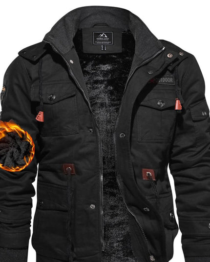 Men's Heavy-Duty Winter Jacket - Windproof, Multiple Pockets, Removable Hood