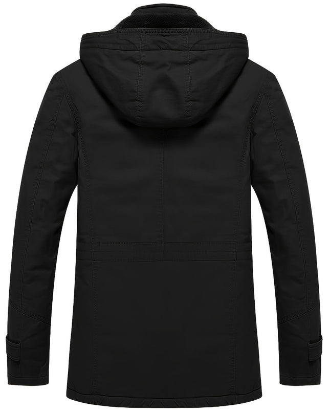 Men's Heavy-Duty Winter Jacket - Windproof, Multiple Pockets, Removable Hood