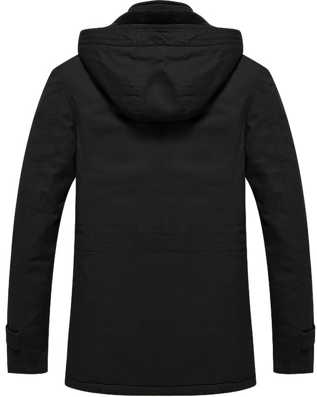 Men's Heavy-Duty Winter Jacket - Windproof, Multiple Pockets, Removable Hood