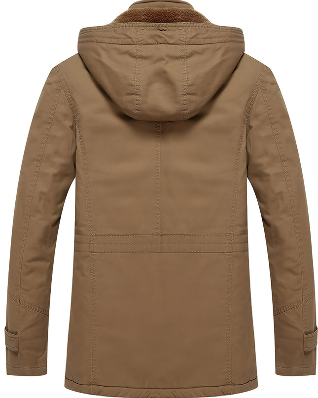 Men's Heavy-Duty Winter Jacket - Windproof, Multiple Pockets, Removable Hood