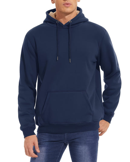 Men's Heavy Sherpa Fleece Hoodie - Cozy Pullover for Winter
