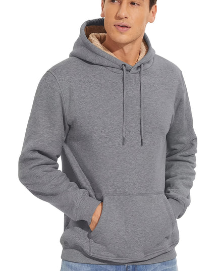 Men's Heavy Sherpa Fleece Hoodie - Cozy Pullover for Winter