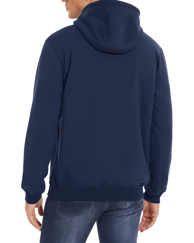 Men's Heavy Sherpa Fleece Hoodie - Cozy Pullover for Winter