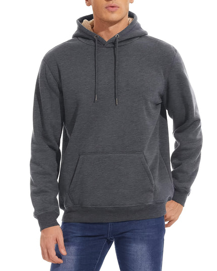 Men's Heavy Sherpa Fleece Hoodie - Cozy Pullover for Winter